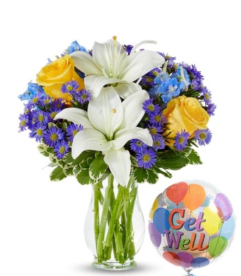 Get Well Flowers With Balloon