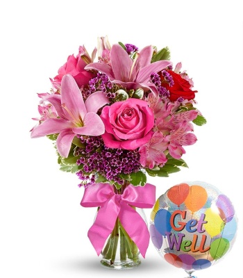 Get Well Soon Flower Bouquet With Balloon