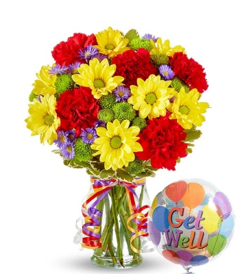 Get Well Soon Flowers And Balloon