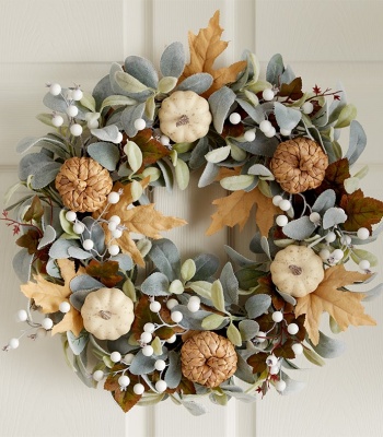 Ivory Pumpkin Autumn Wreath