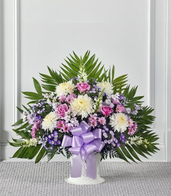 Lavender & White Sympathy Floor Basket