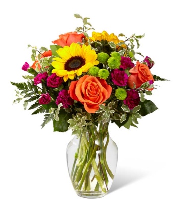 Orange Rose And Sunflower Bouquet