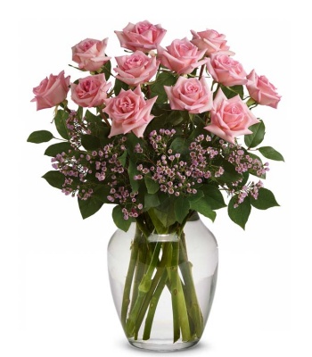 Pink Roses in Keepsake Glass Vase