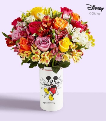 Roses and Lilies in Disney Mickey Mouse Vase