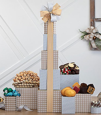 Silver and Gold Holiday Gift Tower