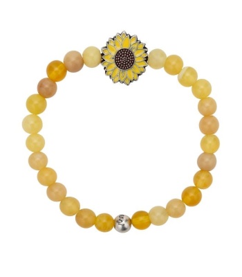 Sunflower Bracelet with Lace Agate Beads