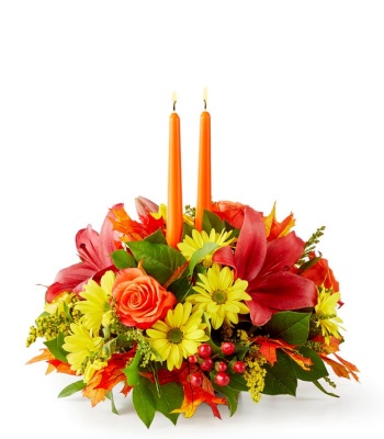 Thanksgiving Centerpiece with Orange Candles