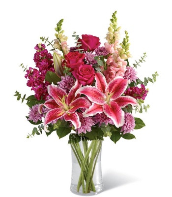 Valentine's Day Flowers in Glass Vase