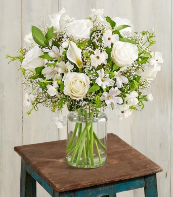 White Flowers with Greenery