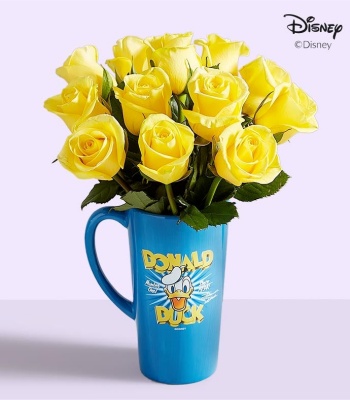 Yellow Roses in Keepsake Donald Duck Mug