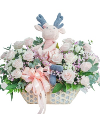 Cupid flower basket